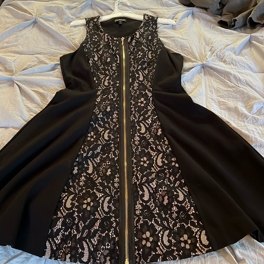 Juicy Couture dress Size 8 Lace inset, Gold zipper dress. Likr new